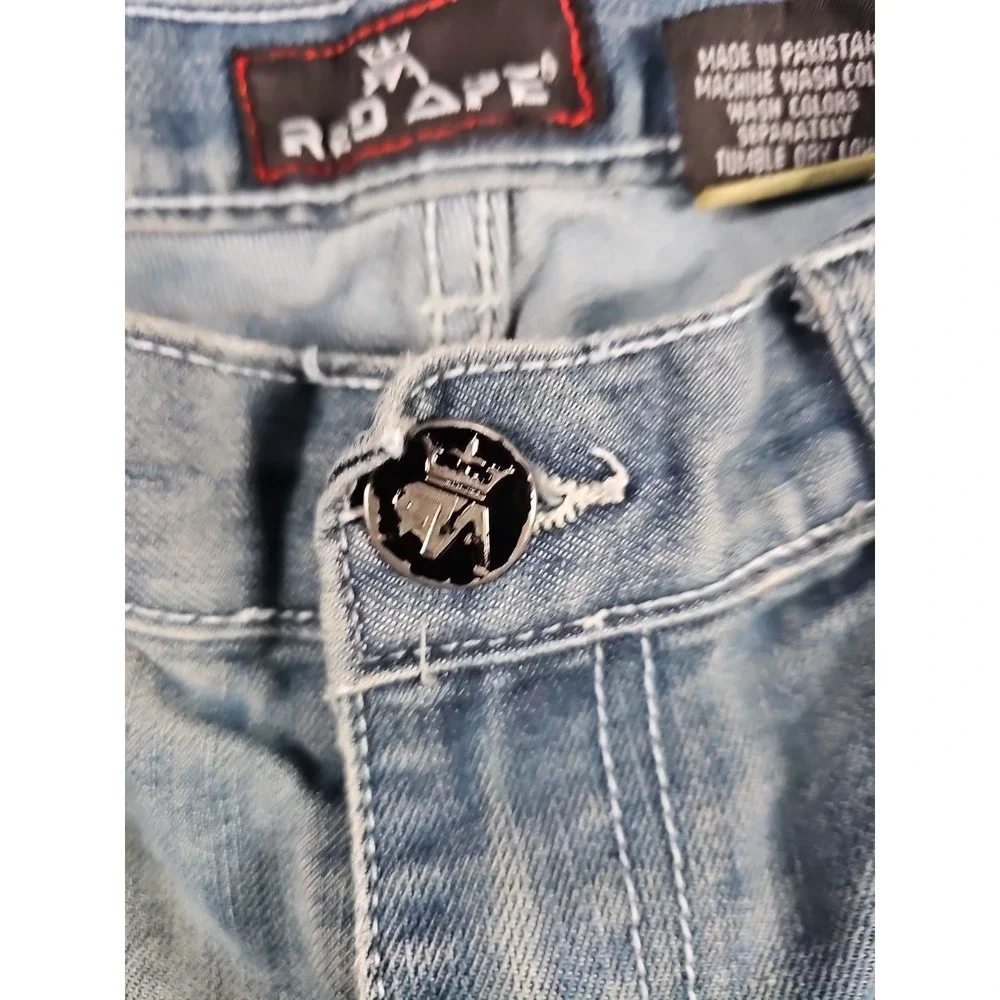 Red Ape Youth Jeans 12 (25x27) Blue Distressed Straight‎ Urban Skater